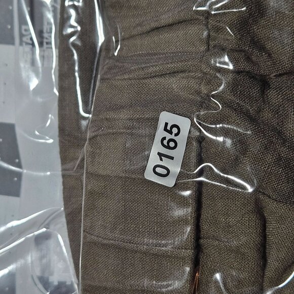 Brown Elastic Waist Linen Blend Shorts With Front Tie & Rolled Hem - Picture 7 of 7